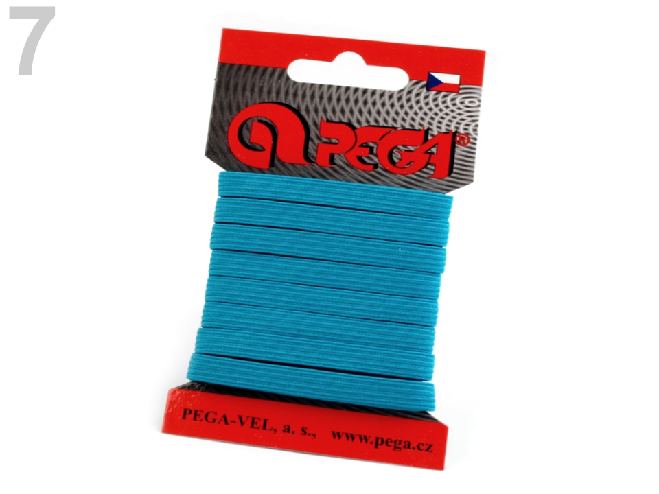 Guma na bielizeň na kartičke šírka 7 mm farebná- 1karta
