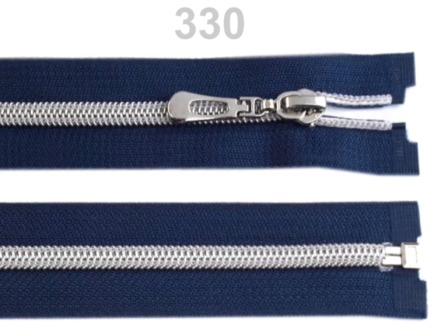 Špirálový zips so striebornými zúbkami šírka 7 mm dĺžka 50 cm - 1 ks