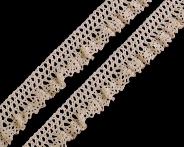 Bavlnená čipka / volánik šírka 15 mm paličkovaná elastická - 1 m