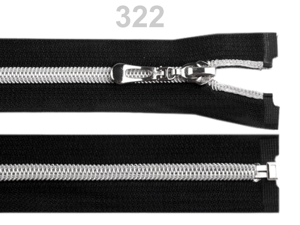 Špirálový zips so striebornými zúbkami šírka 7 mm dĺžka 70 cm-1ks