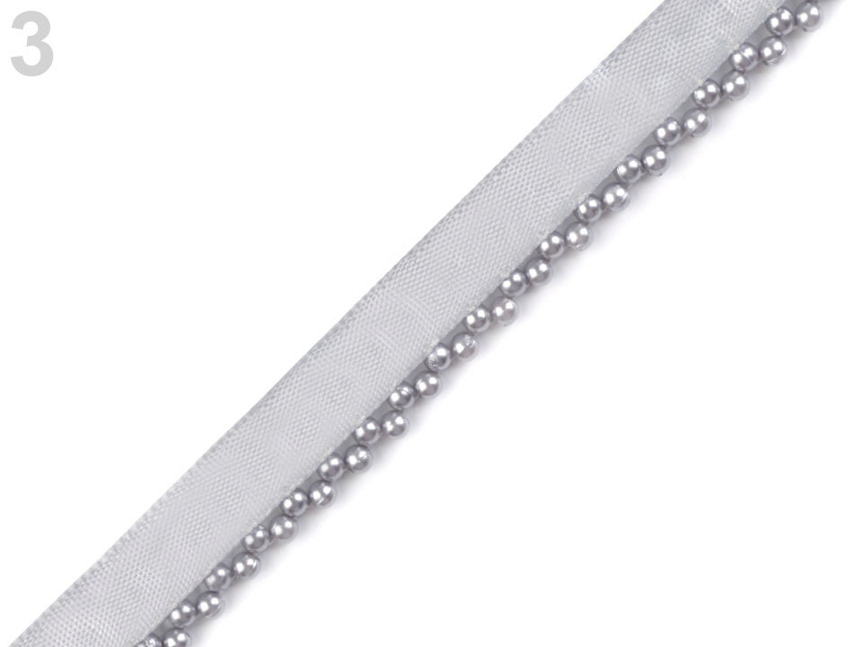 Prámik / paspulka s perlami šírka 14 mm - 1 m