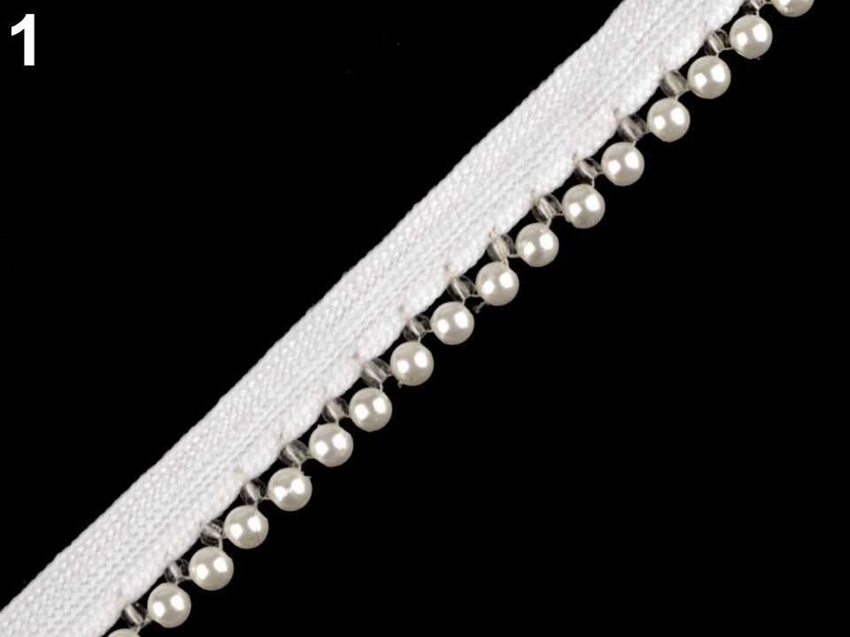 Prámik / paspulka s perlami šírka 17 mm  - 1 m