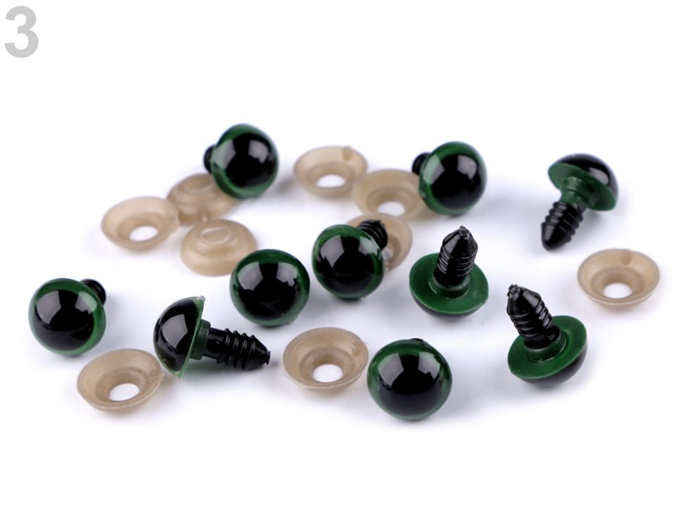 Oči s poistkou Ø14 mm- 10sada (10očí)