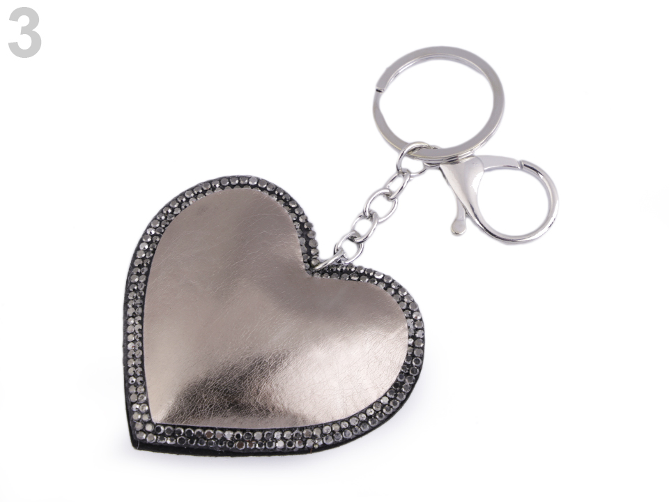 Prívesok na kabelku / kľúče metalický srdce - 1 ks