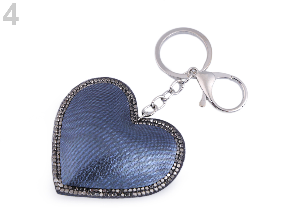 Prívesok na kabelku / kľúče metalický srdce - 1 ks