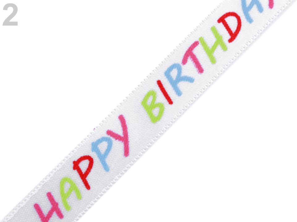 Saténová stuha balóniky, Happy birthday šírka 14 mm - 5 m