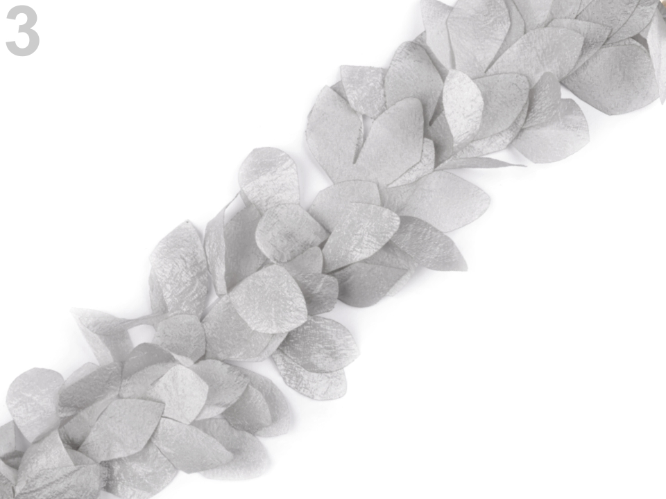 Prámik lístky / kvety na monofile šírka 100 mm s perleťovým efektom - 1 m