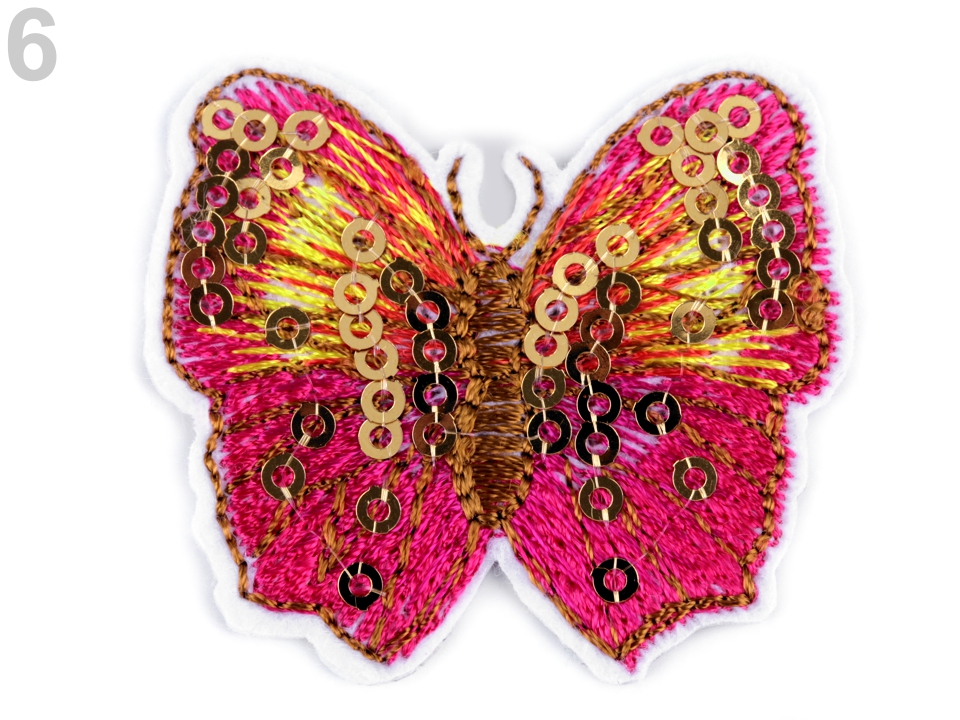 Nažehlovačka motýľ s flitrami - 1 ks