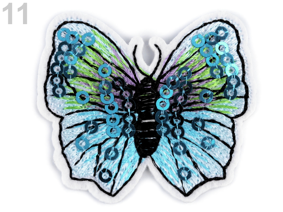 Nažehlovačka motýľ s flitrami - 1 ks