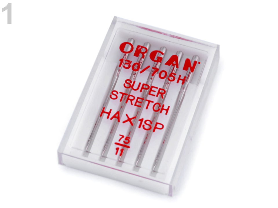 Strojové ihly Super stretch 75 Organ- 1 krabička