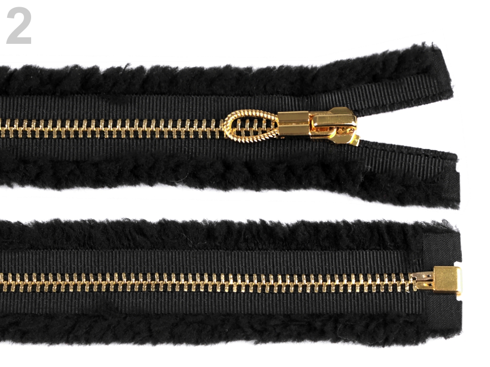 Kovový / mosadzný zips šírka 6 mm dĺžka 70 cm s efektom - 1 ks
