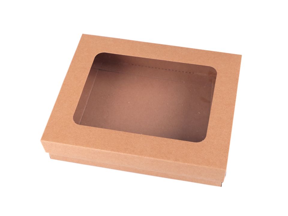 Papierová krabica natural s priehľadom - 5 ks