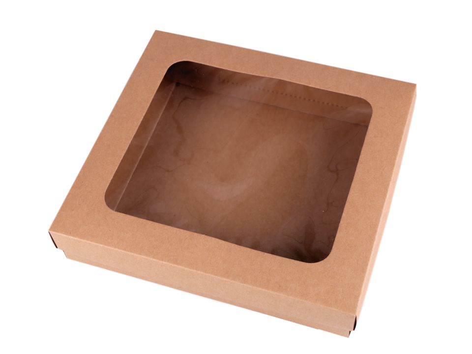 Papierová krabica natural s priehľadom - 1 ks