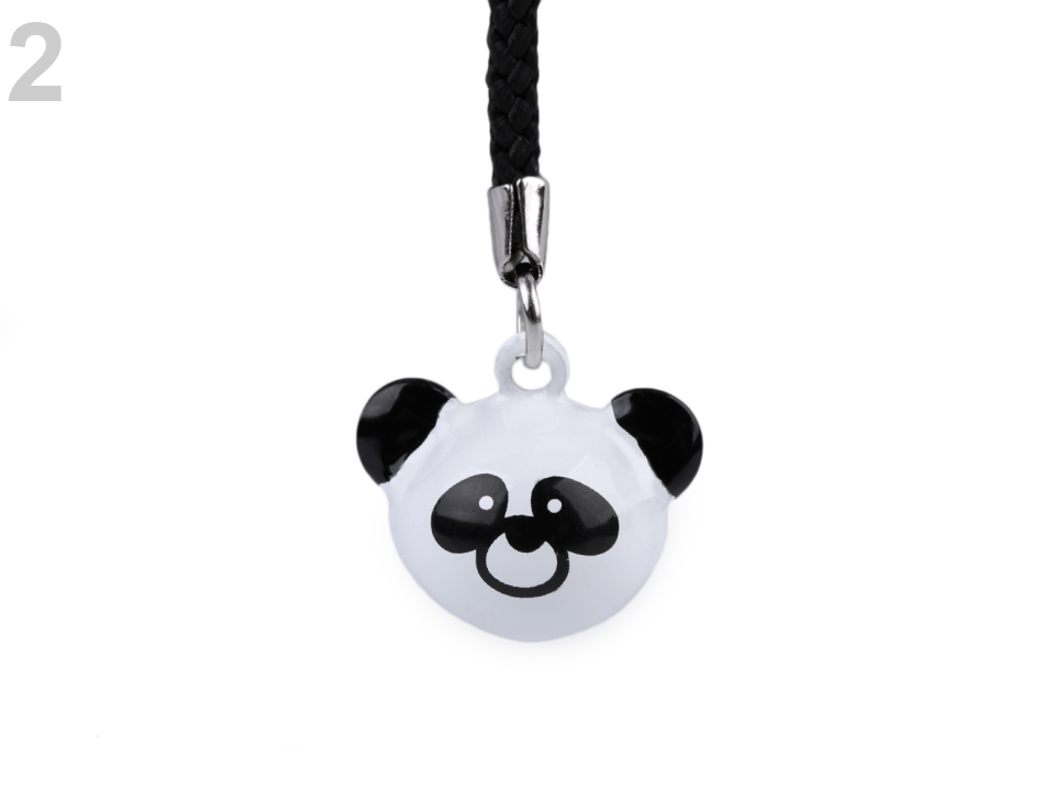 Prívesok na mobil / kľúče rolnička panda- 1 ks