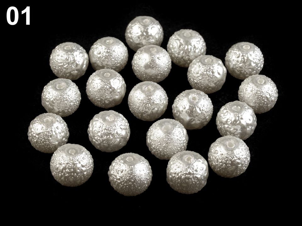 Sklenené voskové perly vrúbkované Ø10 mm - 20 ks