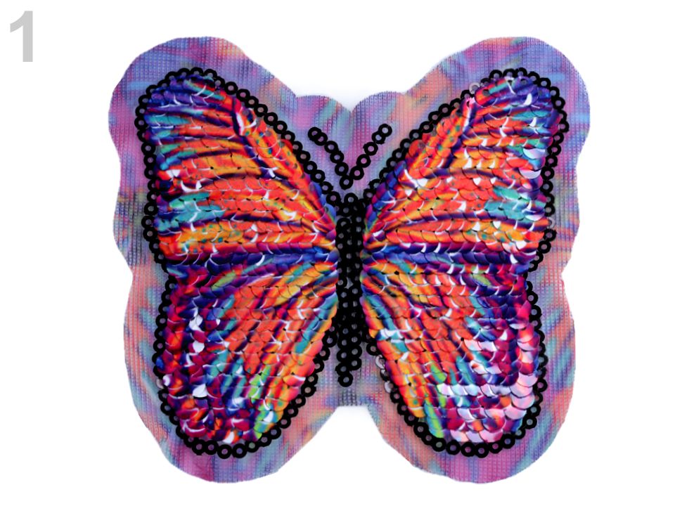 Aplikácia motýľ s obojstrannými flitrami - 1 ks