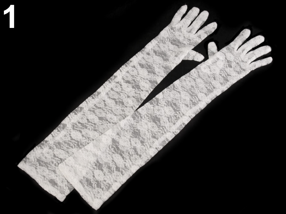 Dlhé spoločenské rukavice čipkované - 1 pár