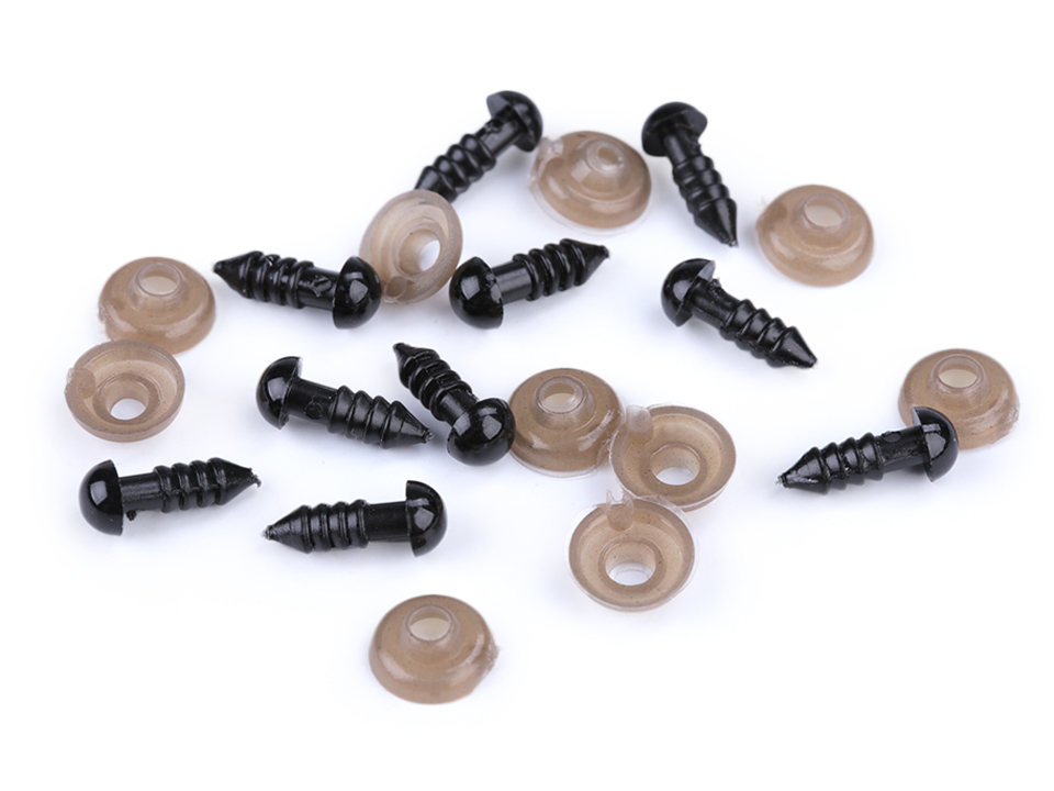 Oči s poistkou Ø6 mm- 10sada (10očí)