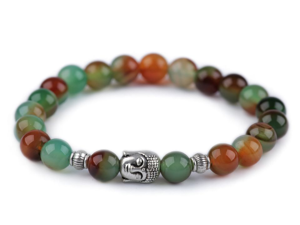 Buddha náramok achát multicolor, dámsky - 1 ks