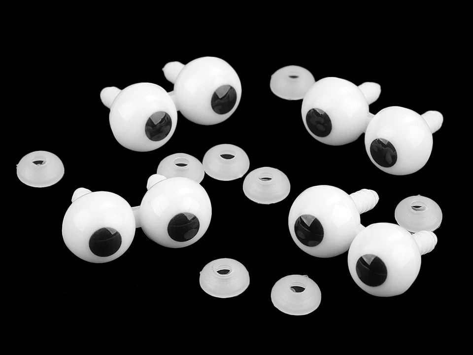 Oči spojené, 3D s poistkou 16x33 mm- 4sada (4páry očí)