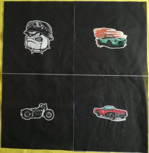 MOTORKÁRSKY MIX NA ČIERNEJ BAVLNE - PANEL (4 obrázky)