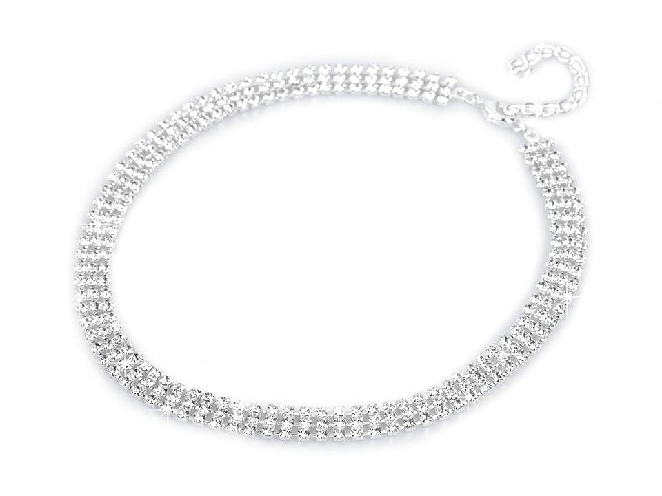 Štrasový náhrdelník trojradový - jablonecká bižutéria - 1 ks