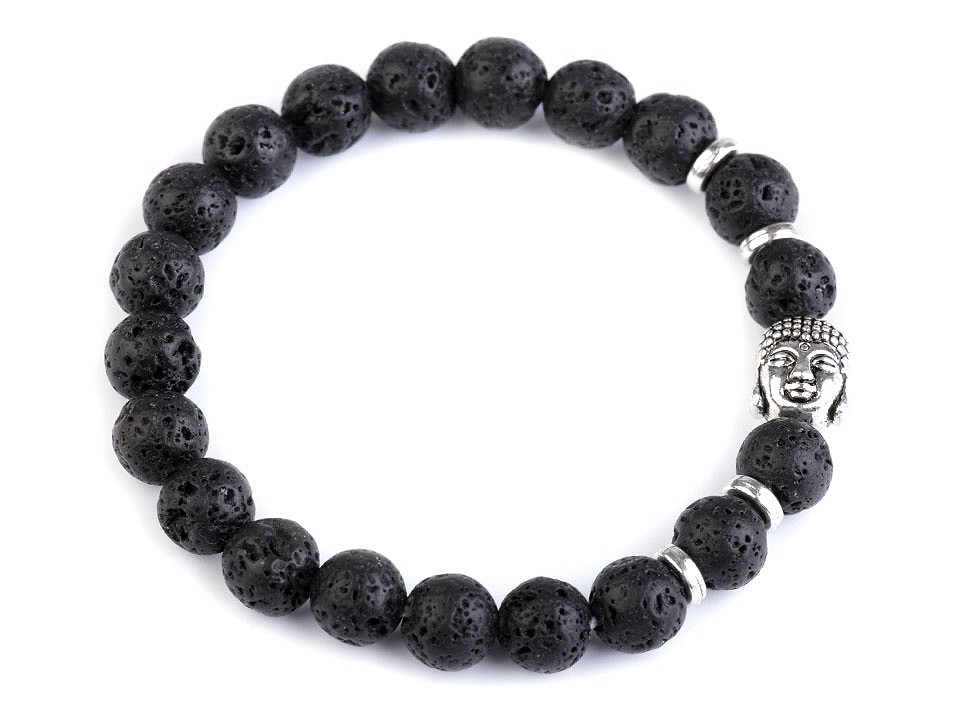 Buddha náramok čierna láva - 1 ks