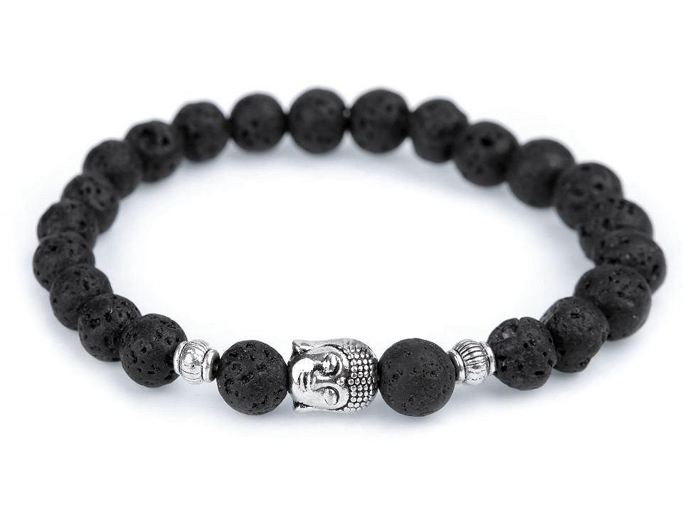 Buddha náramok čierna láva, pánsky - 1 ks