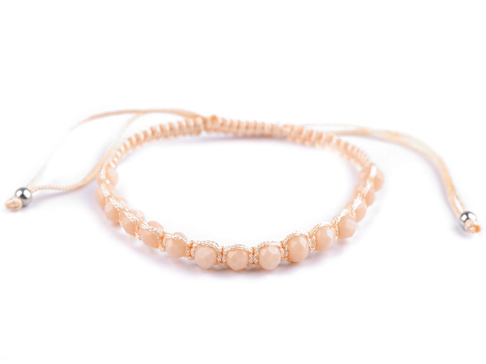 Náramok shamballa s perleťou a brúsenými korálikmi - 1ks