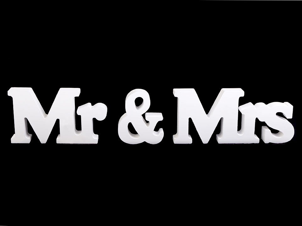 Drevená dekorácia Mr a Mrs - 1 sada