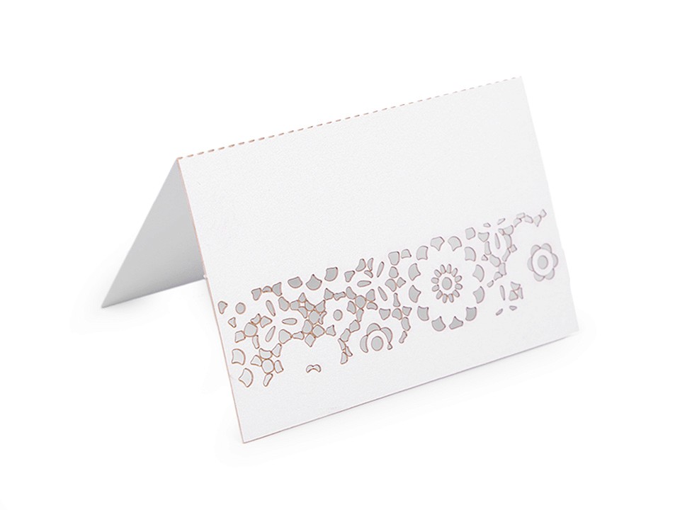 Menovka papierová s bordúrou natural, perleťová - 10ks