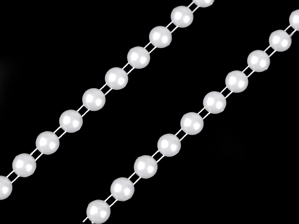 Vianočná perlová reťaz - polperly Ø8 mm - 1 m