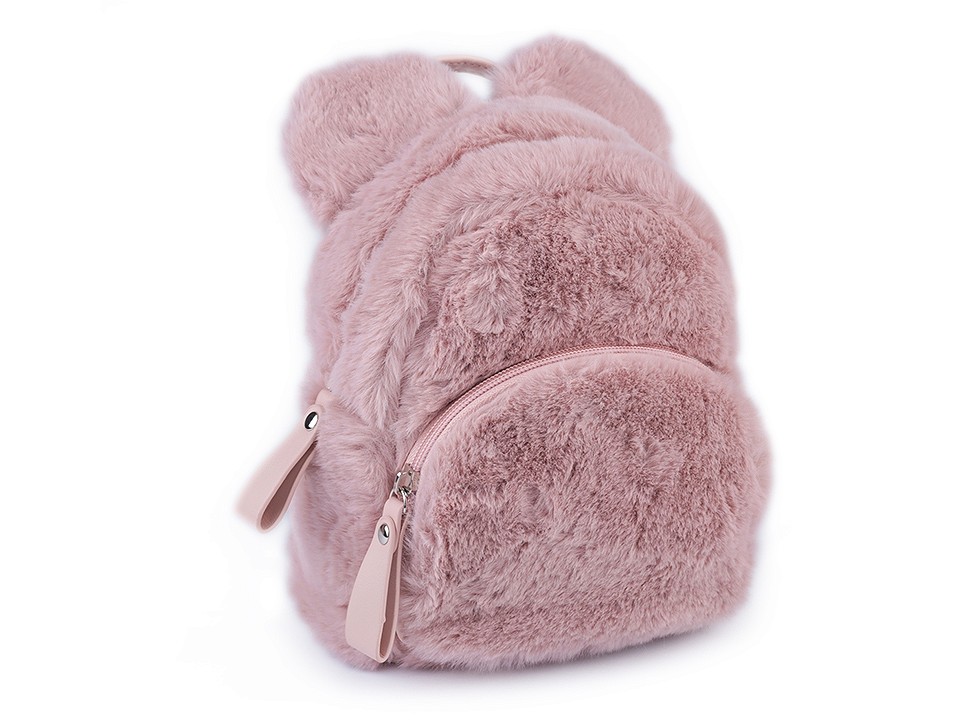 Dievčenský kožušinový batoh medvedík - 1 ks