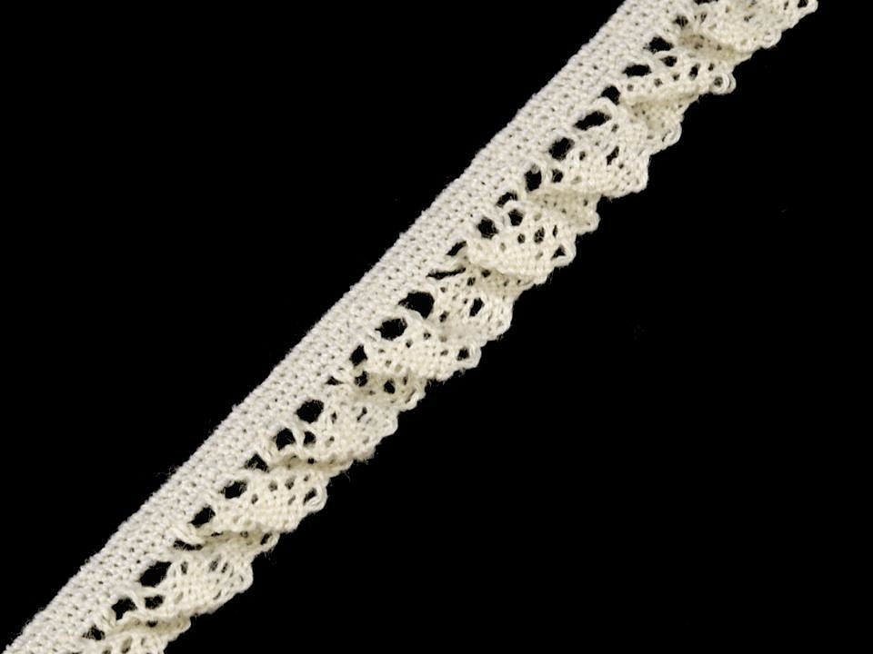 Bavlnená čipka / volánik šírka 10 mm paličkovaná elastická - 1 m