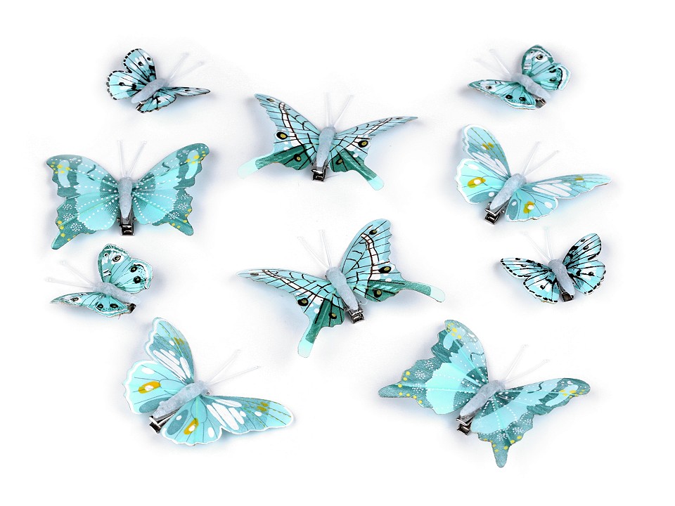 Dekorácia motýľ 3D s klipom - 10 ks