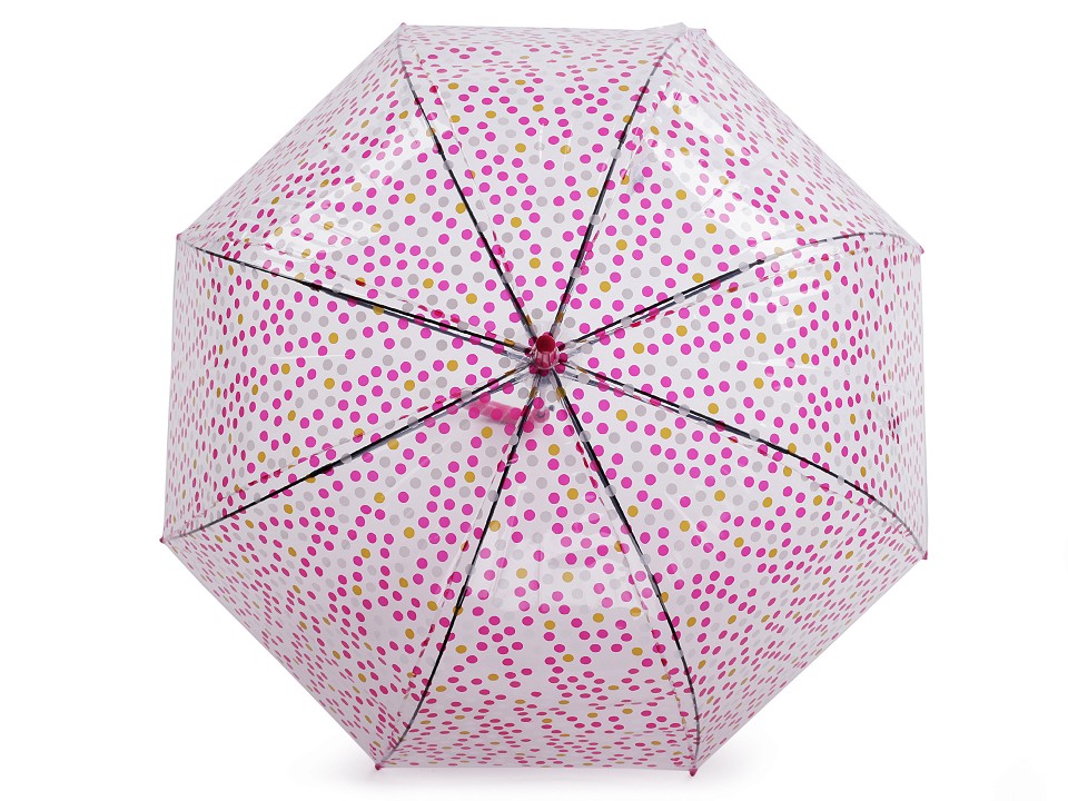 Dievčenský priehľadný vystreľovací dáždnik s bodkami - 1 ks