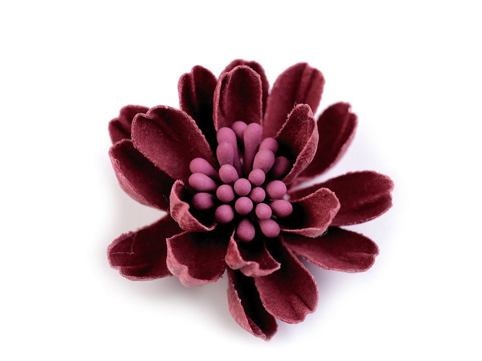 Textilný kvet 3D s piestikmi vo farbe kvetu Ø33 mm - 2 ks