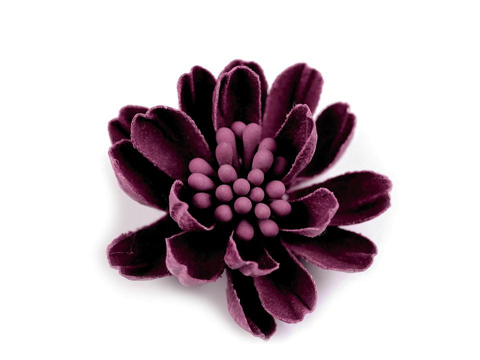 Textilný kvet 3D s piestikmi vo farbe kvetu Ø33 mm - 2 ks