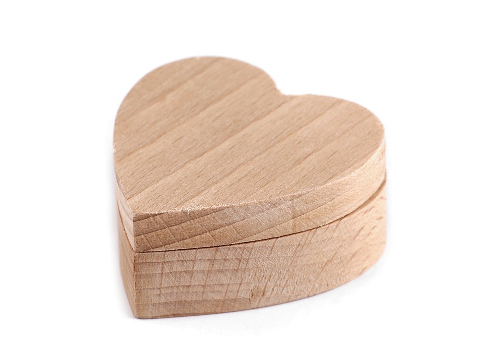 Drevená krabička srdce na dozdobenie - 1 ks