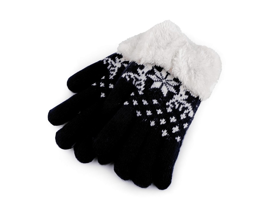 Detské pletené rukavice s kožúškom, norský vzor - 1 pár