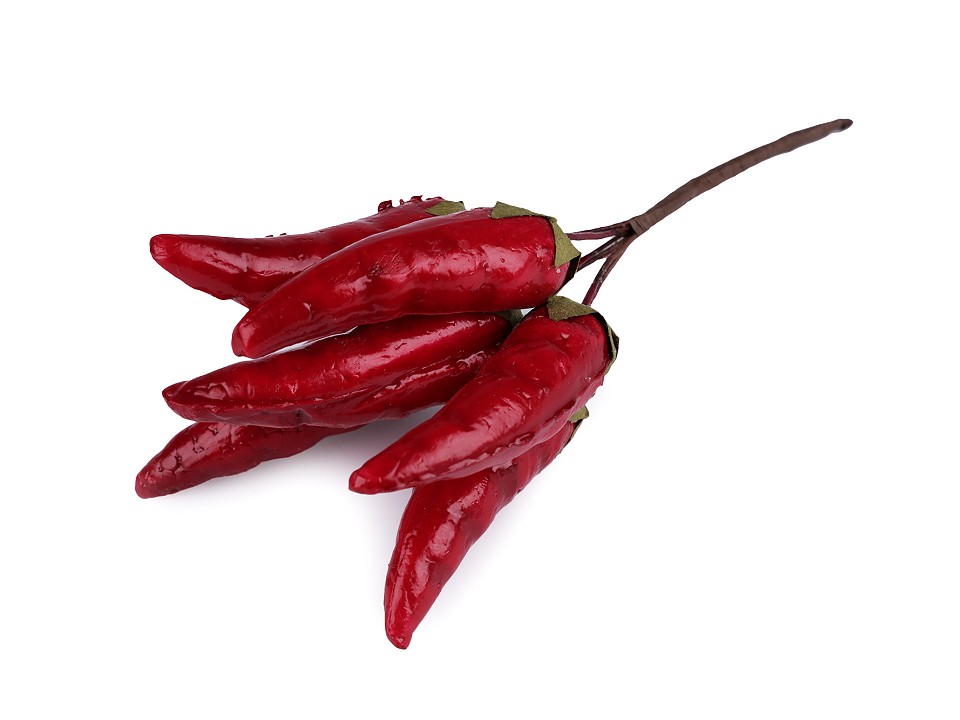 Umelé chilli papričky na drôtiku - 6 ks