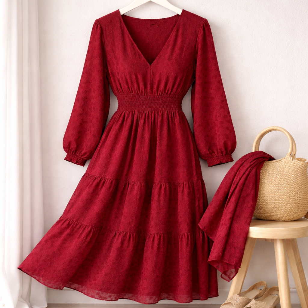 MAXI MADEIRA VÍNOVÁ- VYŠÍVANÉ LÍSTOČKY