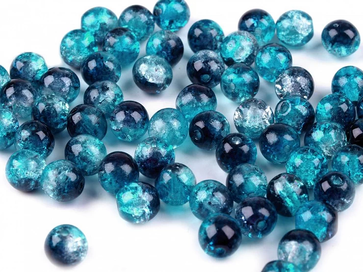 Sklenené koráliky praskačky dvojfarebné Ø6 mm - 10 g