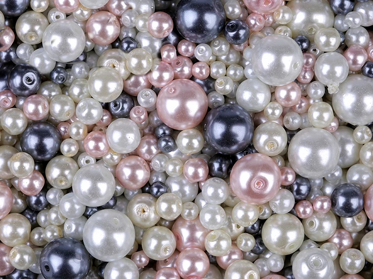 Sklenené voskové perly mix veĺkostí a farieb Ø4-12 mm - 50g