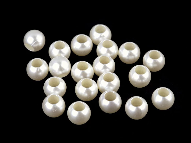 Plastové perly s veľkým prievlakom 8x10 mm - 40ks