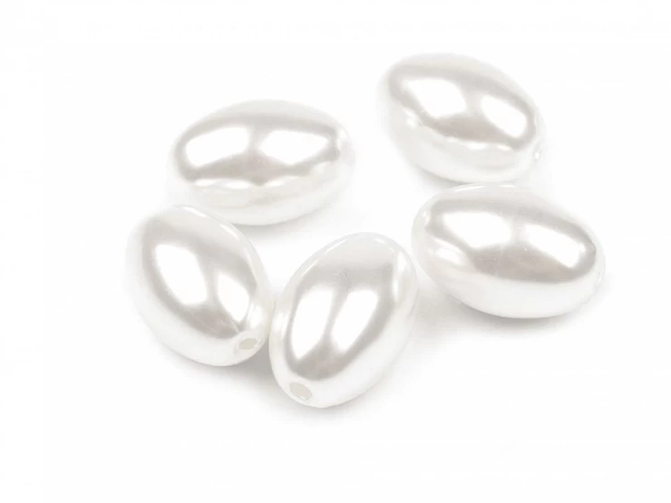 Plastové voskové koráliky / perly Glance oliva 12x18 mm - 10ks
