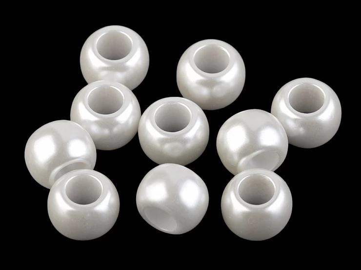 Plastové perly s veľkým prievlakom / plavkové 11x15 mm - 10ks