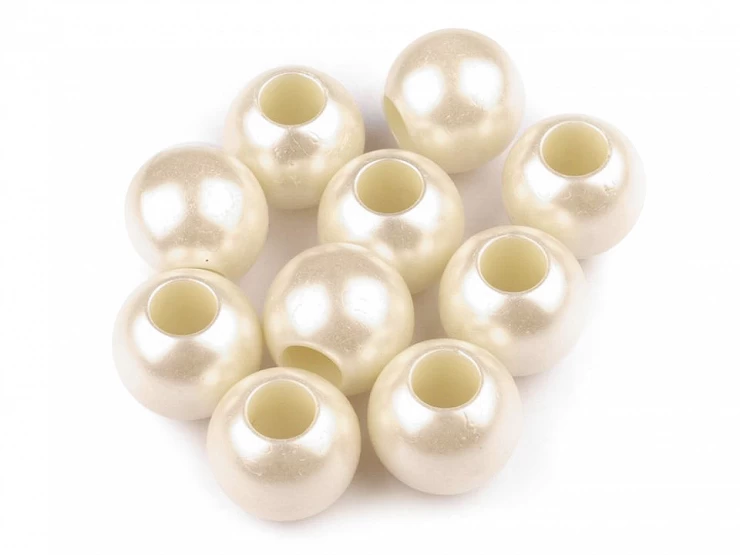 Plastové perly s veľkým prievlakom / plavkové 11x15 mm - 10ks
