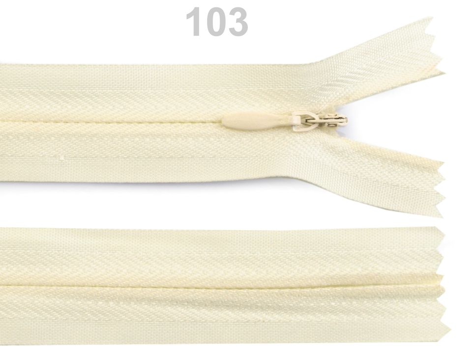 Špirálový zips skrytý šírka 3 mm dĺžka 20 cm 