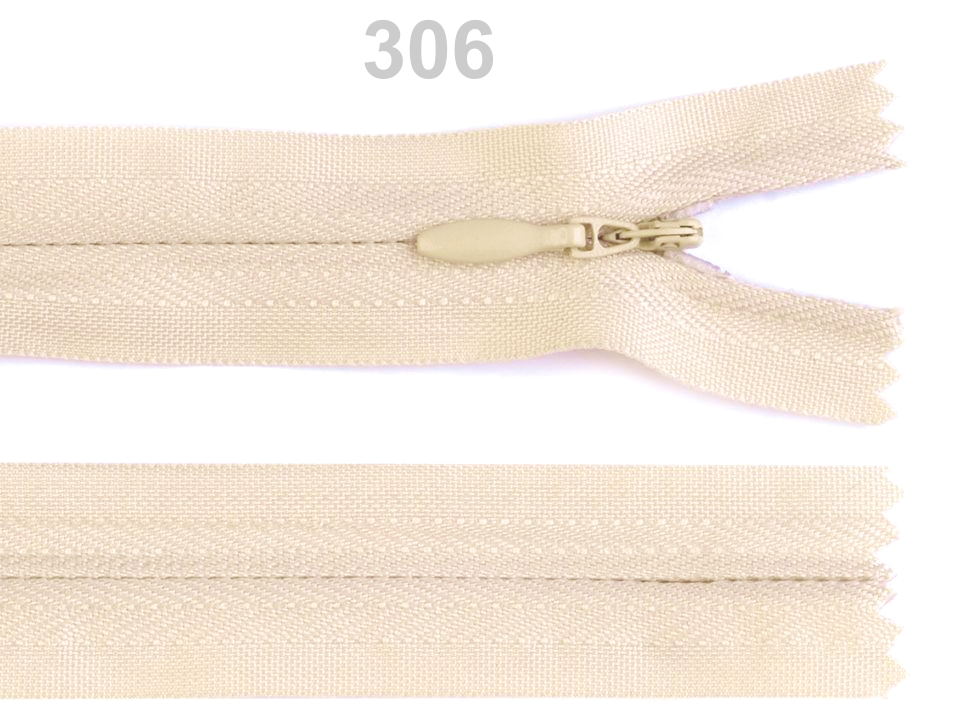 Špirálový zips skrytý šírka 3 mm dĺžka 20 cm 